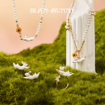 BlanBunny Crystal Glass Pearl Jewelry Set for Women Unique Design Necklace Bracelet Earrings Ring Gift