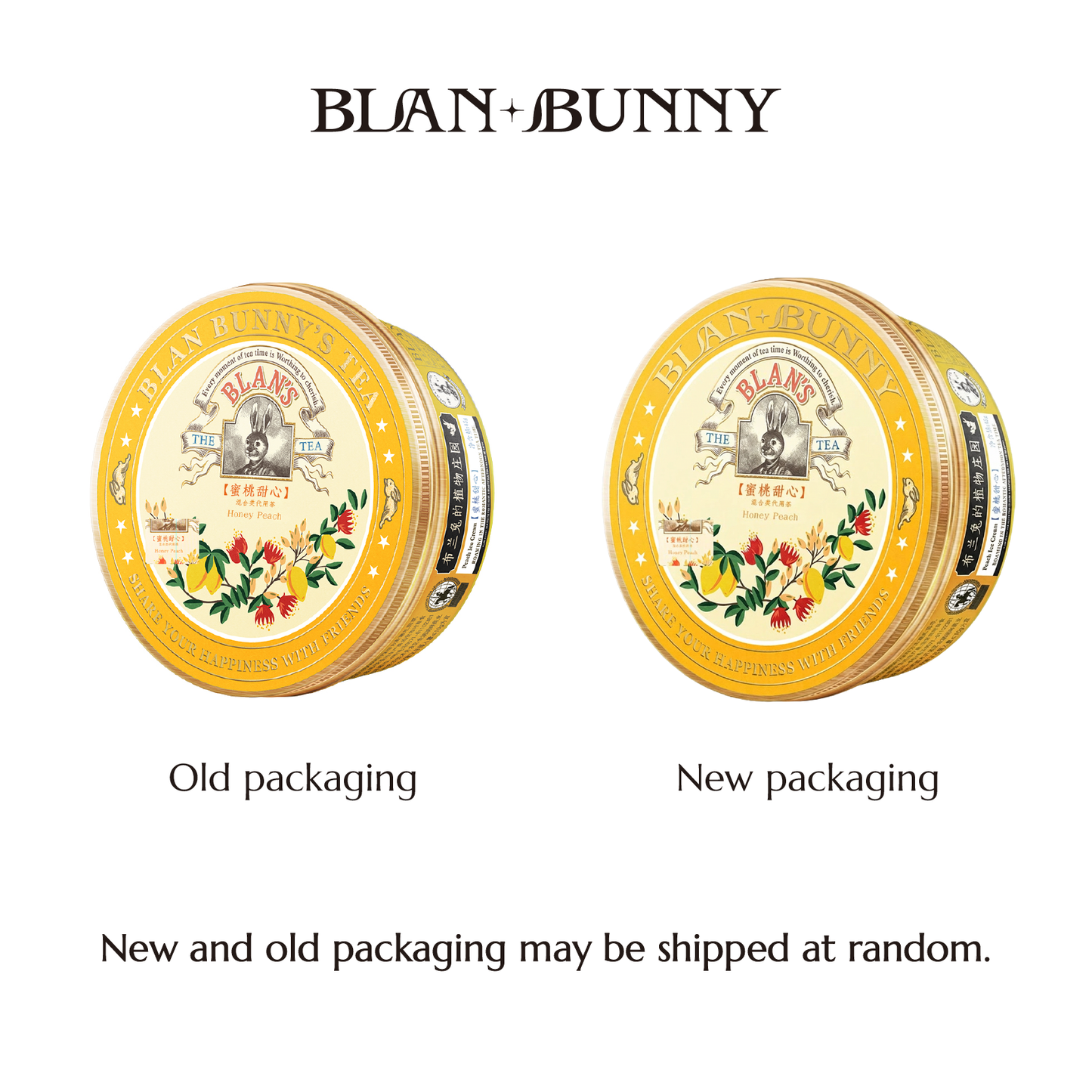 BlanBunny Peach Sweetheart Peach and blueberry Herbal Tea Classic Tin Loose Leaf, Premium Non-Caffeinated Fruit Blend