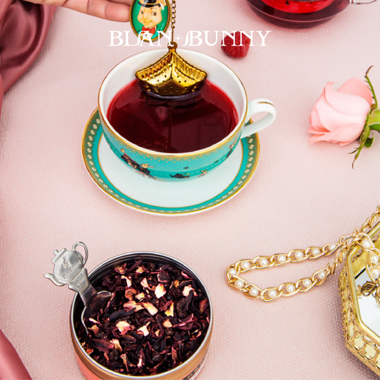 BlanBunny Rum Fruit Blackcurrant and Raspberry Herbal Tea Classic Tin Loose Leaf, Premium Non-Caffeinated Fruit Blend