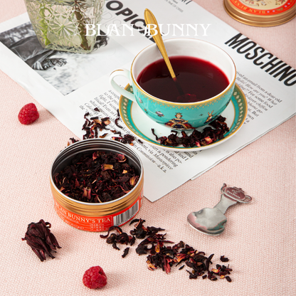 BlanBunny Rum Fruit Blackcurrant and Raspberry Herbal Tea Classic Tin Loose Leaf, Premium Non-Caffeinated Fruit Blend