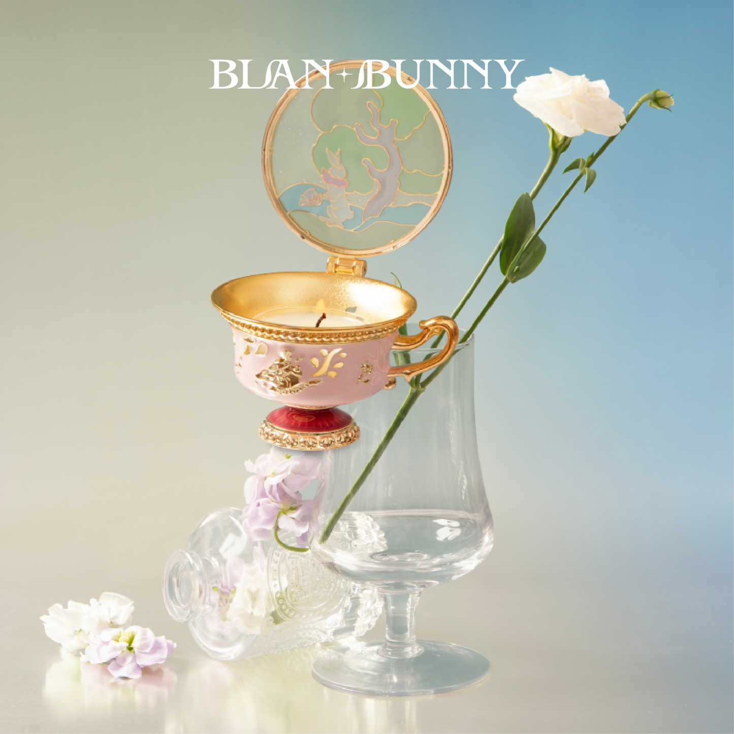 BlanBunny Emerald Forest Scented Candle Gift Set Glow Night Cup with Projection Light Holiday Gift