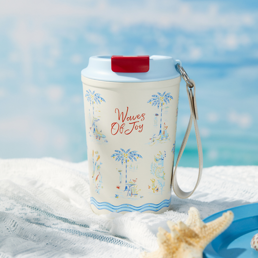 BlanBunny Seaside Diary Travel Mug Thermos Cup Insulated Portable Coffee Mug Keeps Heat and Cold