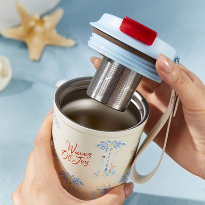 BlanBunny Seaside Diary Travel Mug Thermos Cup Insulated Portable Coffee Mug Keeps Heat and Cold