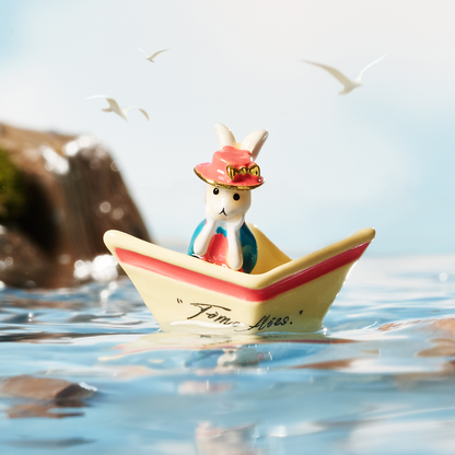 BlanBunny Star Wish Paper Boat Enamel Magnet Refrigerator Decor Cute Bunny Ornament Gift