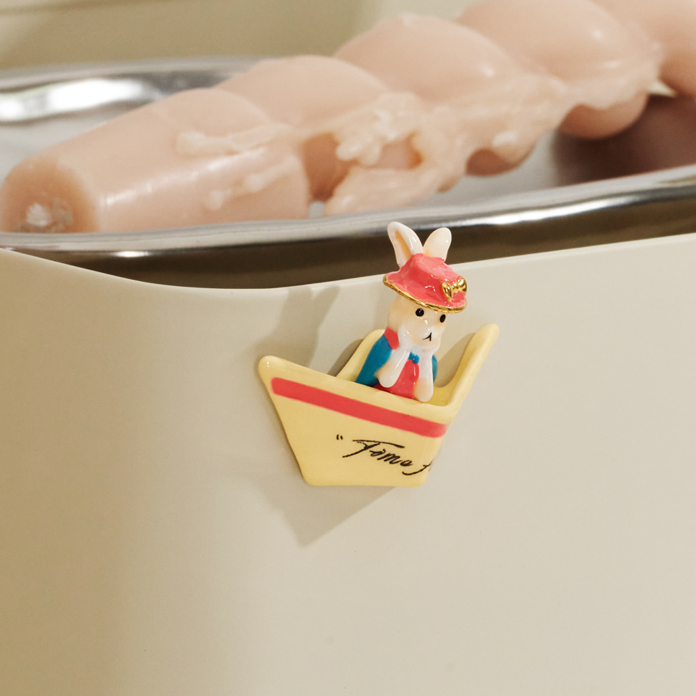 BlanBunny Star Wish Paper Boat Enamel Magnet Refrigerator Decor Cute Bunny Ornament Gift