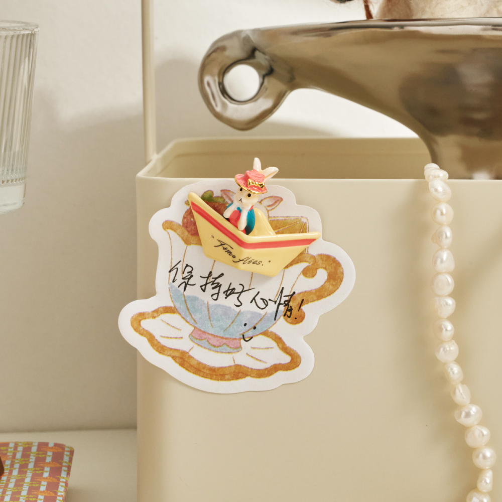 BlanBunny Star Wish Paper Boat Enamel Magnet Refrigerator Decor Cute Bunny Ornament Gift