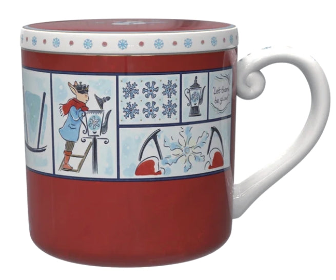 BlanBunny Autumn & Winter Snowflake Lantern Bone China Mug with Lid – Stainless Steel Tea Infuser