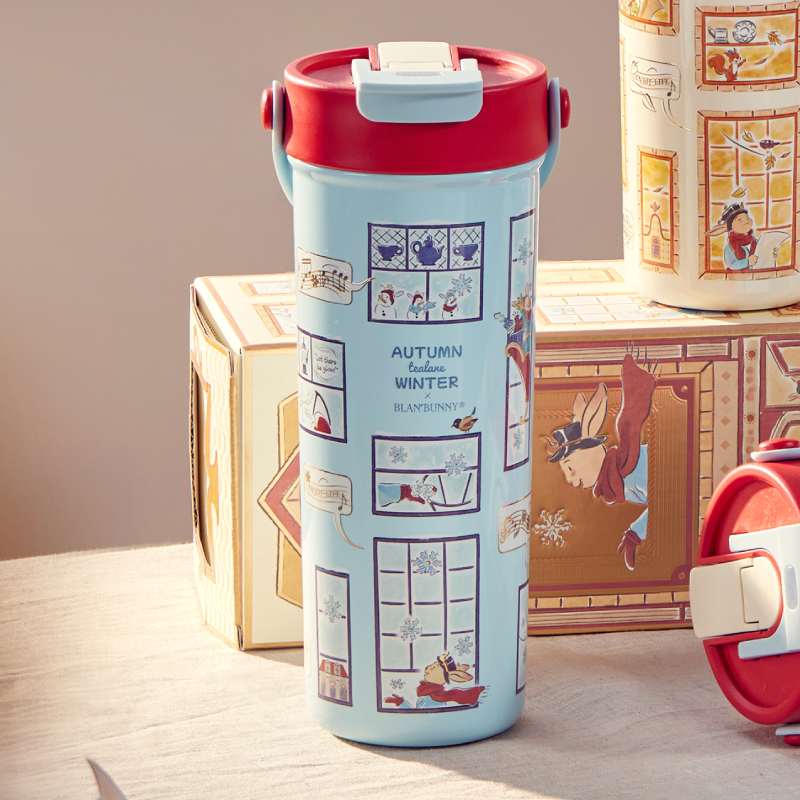 BlanBunny Christmas 316 Stainless Steel Insulated Bottle 600ml Tumbler Available in Two Colors, Keeps Water Hot and Cold