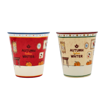 BlanBunny Autumn Winter Bone China Hand-Hold Mug 180ml Coffee & Tea Cup Holiday Gift