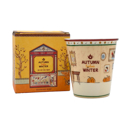 BlanBunny Autumn Winter Bone China Hand-Hold Mug 180ml Coffee & Tea Cup Holiday Gift