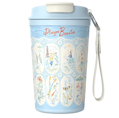 BlanBunny Seaside Diary Travel Mug Thermos Cup Insulated Portable Coffee Mug Keeps Heat and Cold