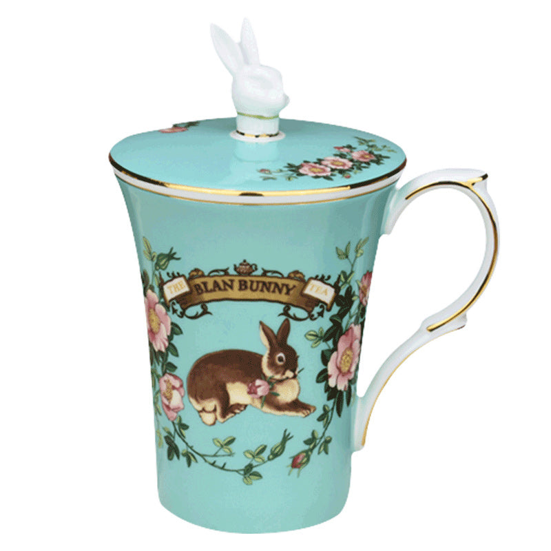 BlanBunny Secret Garden Bone China Mug with Lid Tea Cup White image