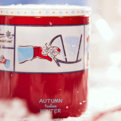 BlanBunny Autumn & Winter Snowflake Lantern Bone China Mug with Lid – Stainless Steel Tea Infuser