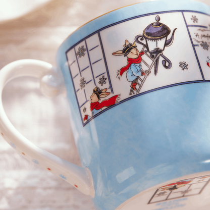 BlanBunny Autumn & Winter Snowflake Lantern Bone China Mug with Lid – Stainless Steel Tea Infuser