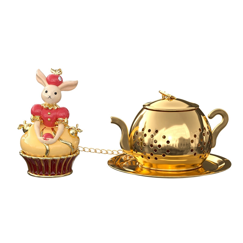 BlanBunny Dessert Pendant Tea Infuser Stainless Steel Loose Leaf Filter with Enamel Charm, Cute Gift Idea