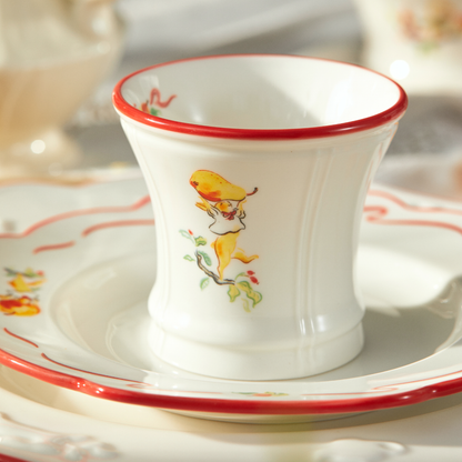 BlanBunny Willow Kite 4-Piece Porcelain Dinnerware Set – Embossed Plates, Bowl & Cup, Microwave & Dishwasher Safe, for Everyday Dining