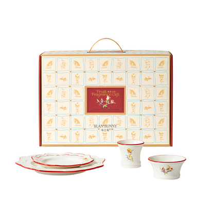 BlanBunny Willow Kite 4-Piece Porcelain Dinnerware Set – Embossed Plates, Bowl & Cup, Microwave & Dishwasher Safe, for Everyday Dining