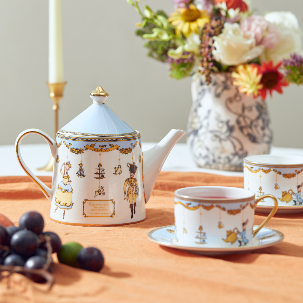 BlanBunny Nutcracker Twirling Party Bone China Tea Set 150ml Cup & Saucer Vintage Afternoon Tea Gift