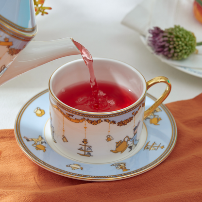 BlanBunny Nutcracker Twirling Party Bone China Tea Set – 900ml Teapot + 150ml Cup & Saucer, Vintage Afternoon Tea Gift