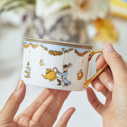 BlanBunny Nutcracker Twirling Party Bone China Tea Set – 900ml Teapot + 150ml Cup & Saucer, Vintage Afternoon Tea Gift