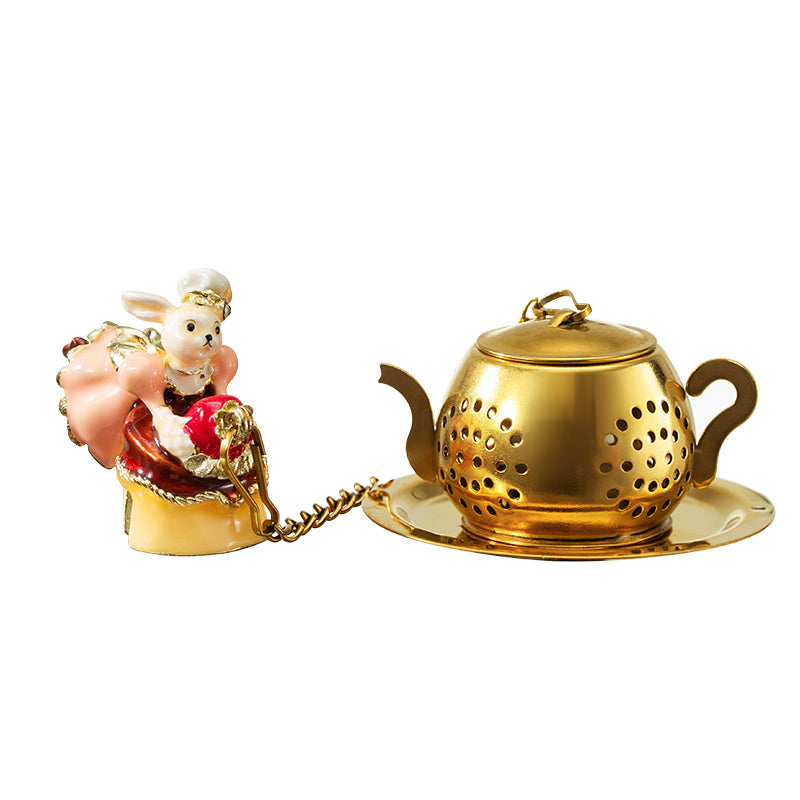 BlanBunny Dessert Pendant Tea Infuser Stainless Steel Loose Leaf Filter Tea Strainer with Enamel Charm Cute Gift