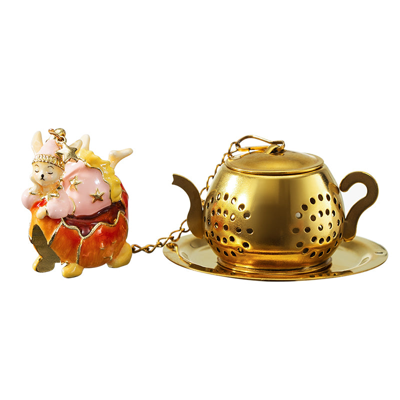 BlanBunny Dessert Pendant Tea Infuser Stainless Steel Loose Leaf Filter Tea Strainer with Enamel Charm Cute Gift