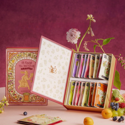 18-Flavour Adventure Tea Journey open book-style box and tea selection
