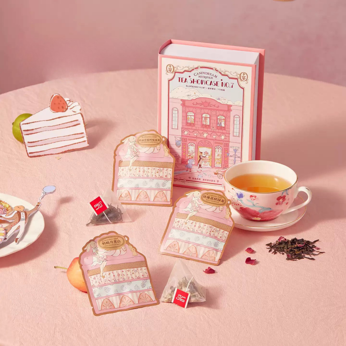 Tea Showcase No.7 tea sachets with a cup of tea