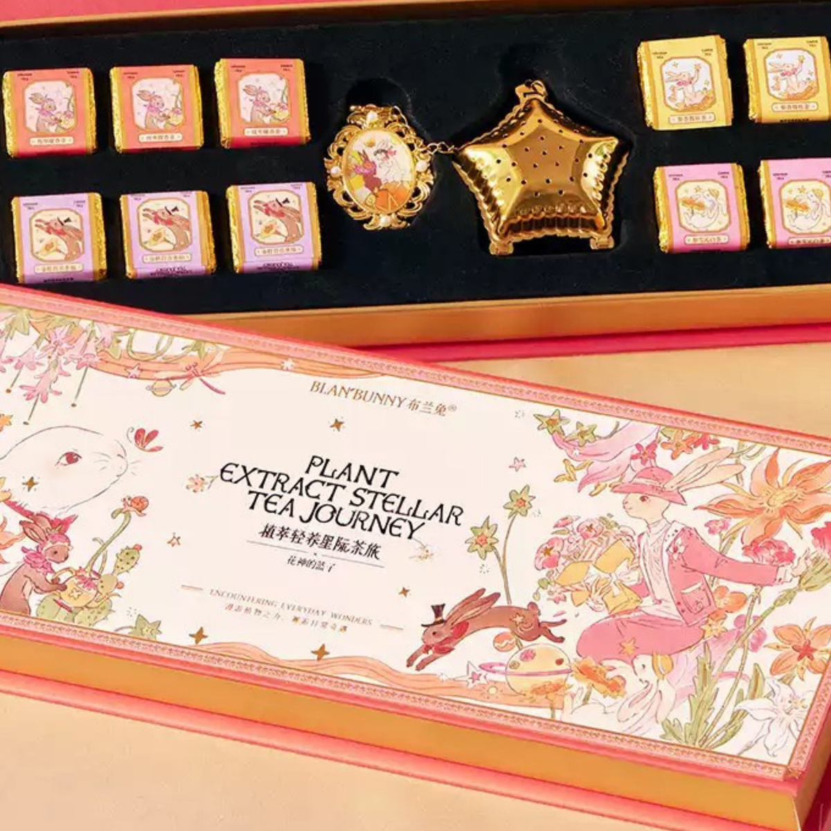 Flower Goddess's Basket gift box contents and illustrated lid