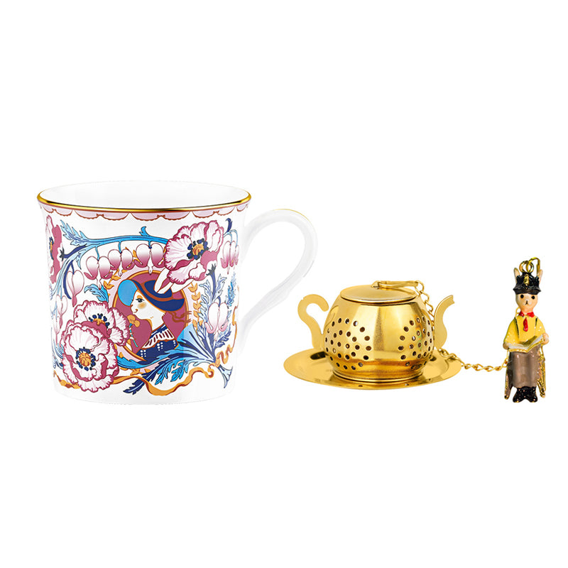 Shakespeare Garden Bone China Mug & Tea Infuser Gift Set – Perfect for Tea Lovers