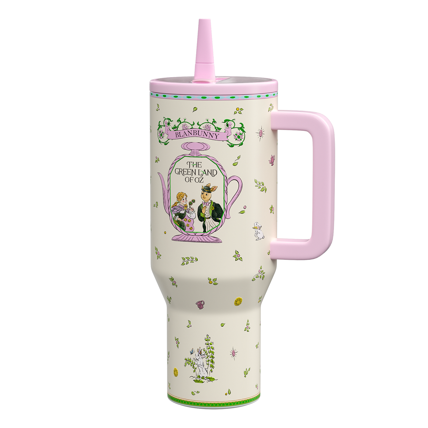 BlanBunny Wizard of Oz Tumbler with Handle and Straw 40oz/1200ml Insulated Stainless Steel Cup Leakproof Straw Lid